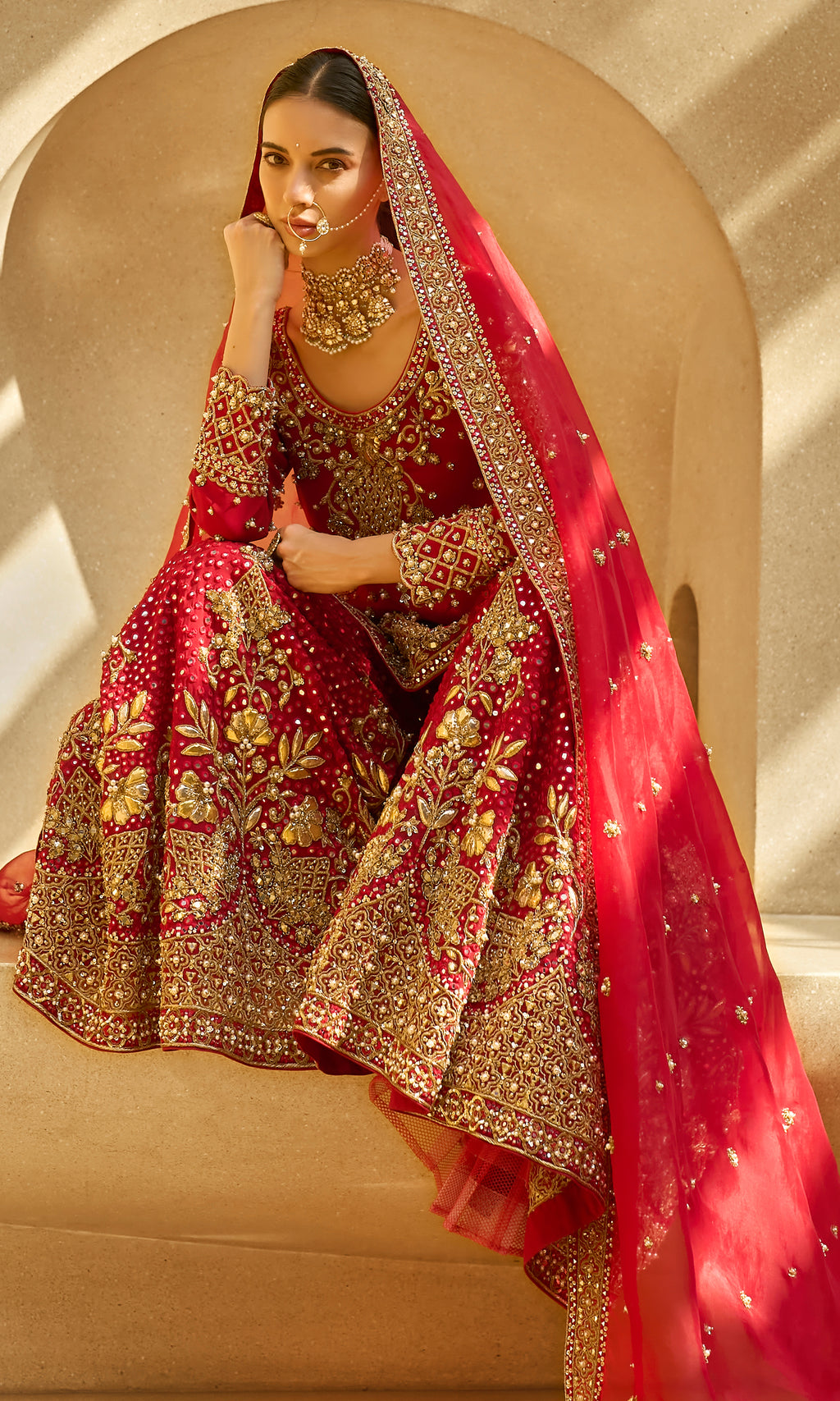 Ruby Red Sharara Set