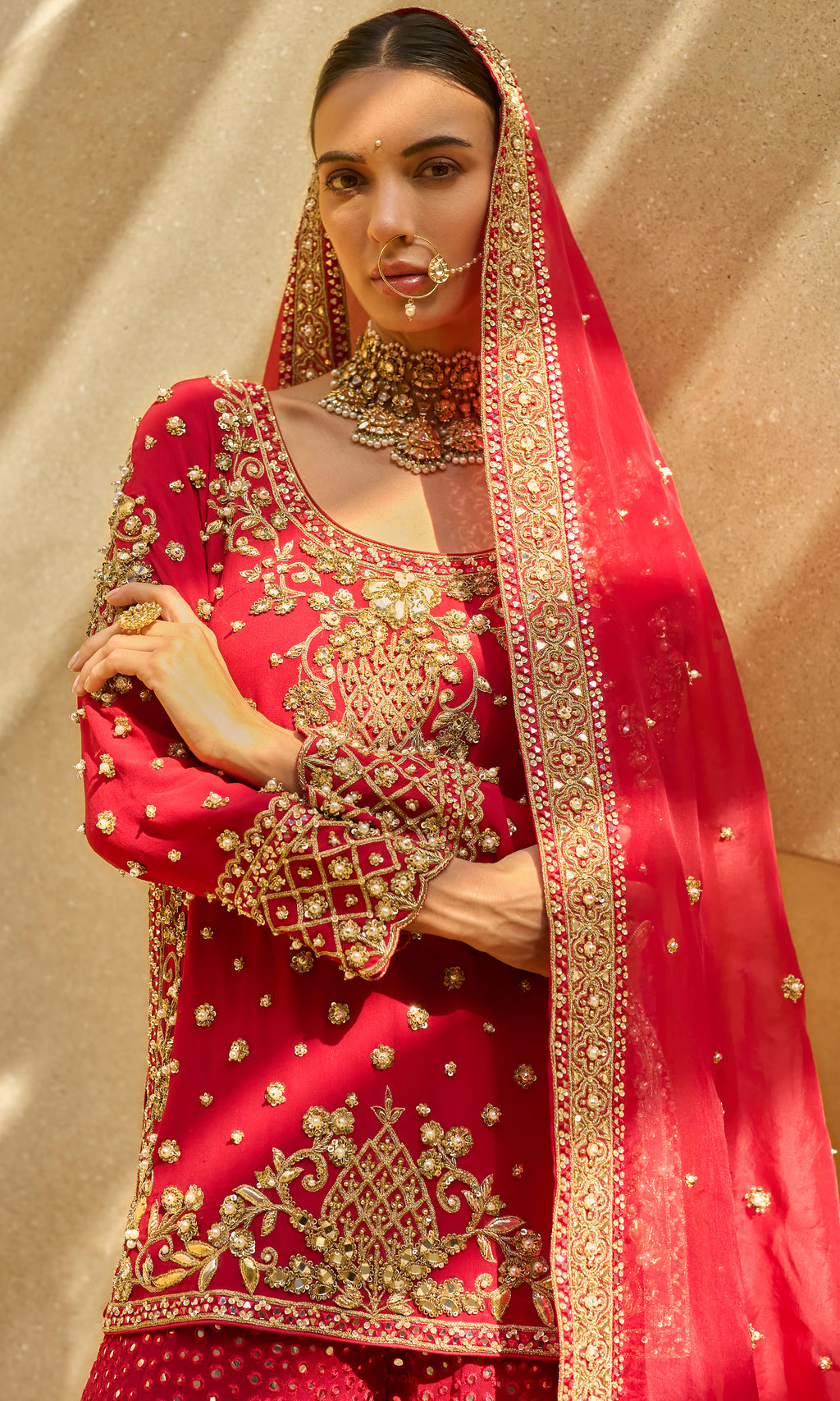 Ruby Red Sharara Set