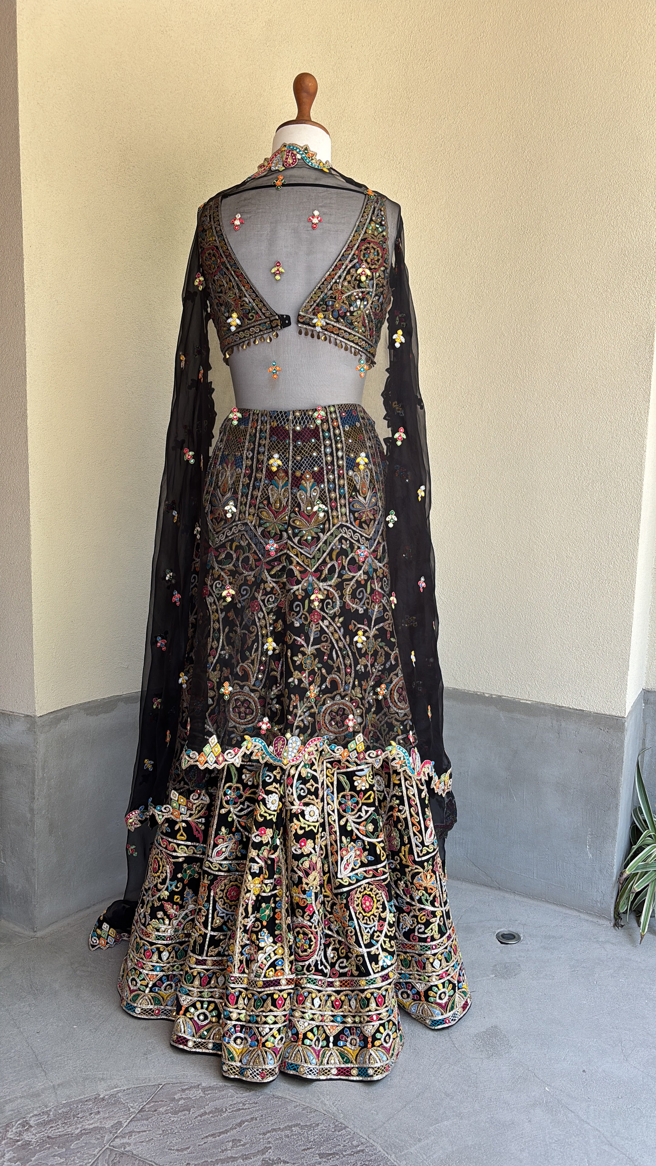 Black High Waist Sharara With A Cape