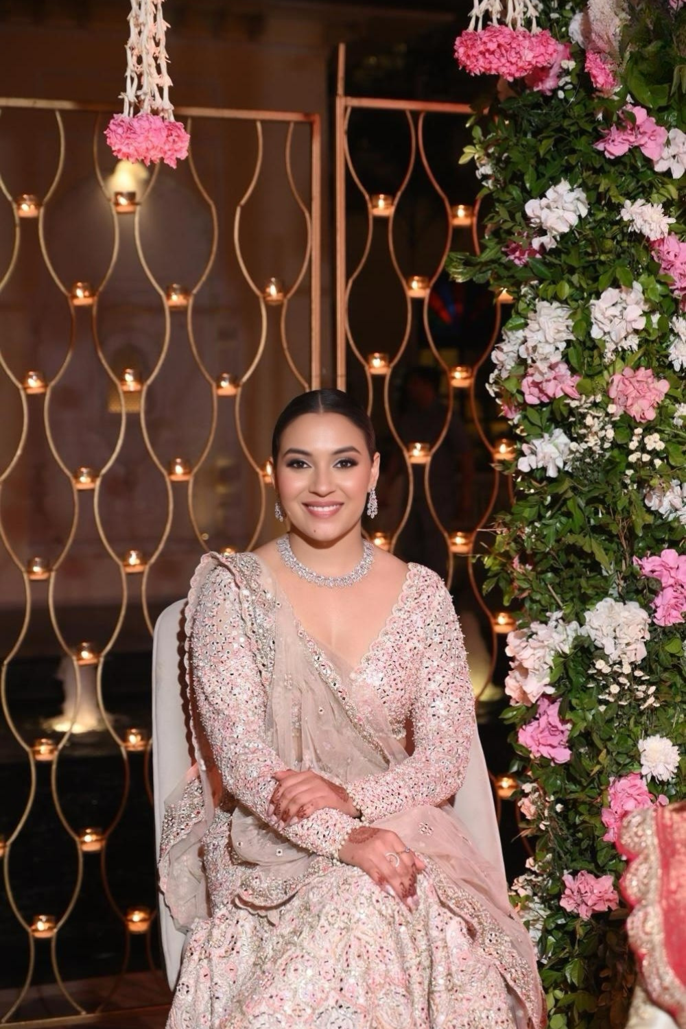 SMIKSHA SINGH IN OUR SERENADE PINK FIT AND FLARE LEHENGA SET