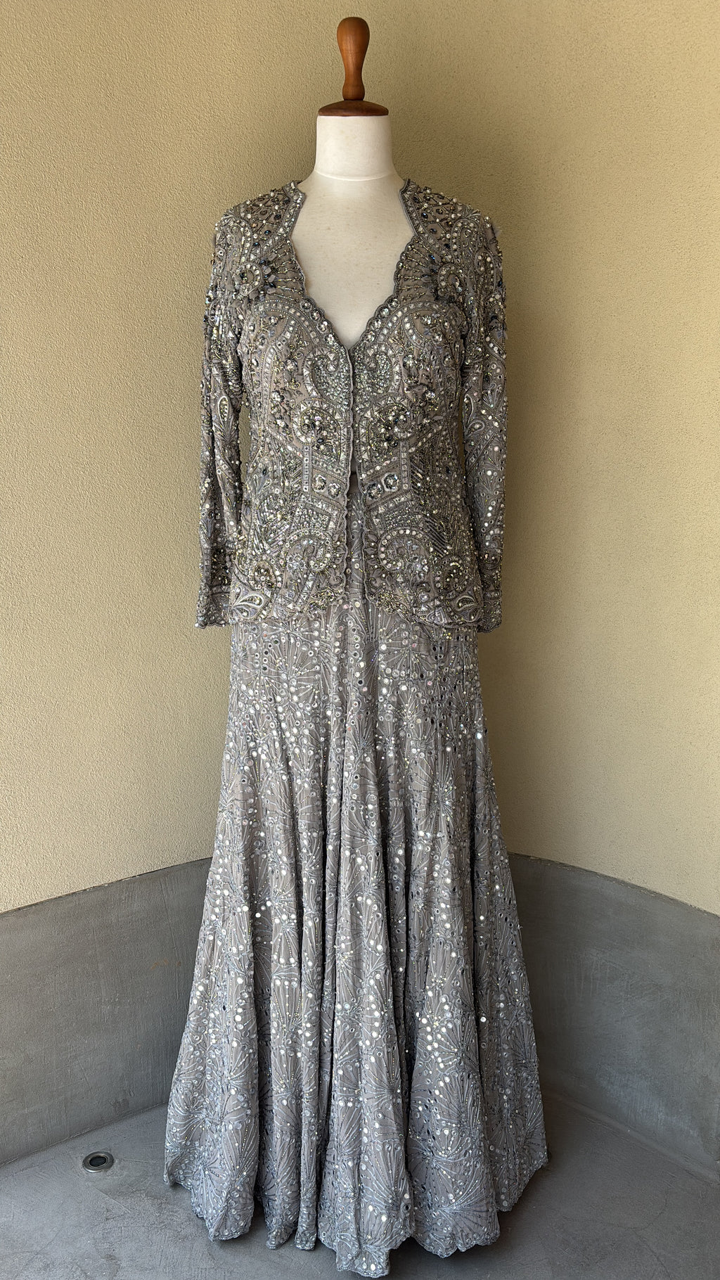Grey Georgette Jacket and Sharara Set