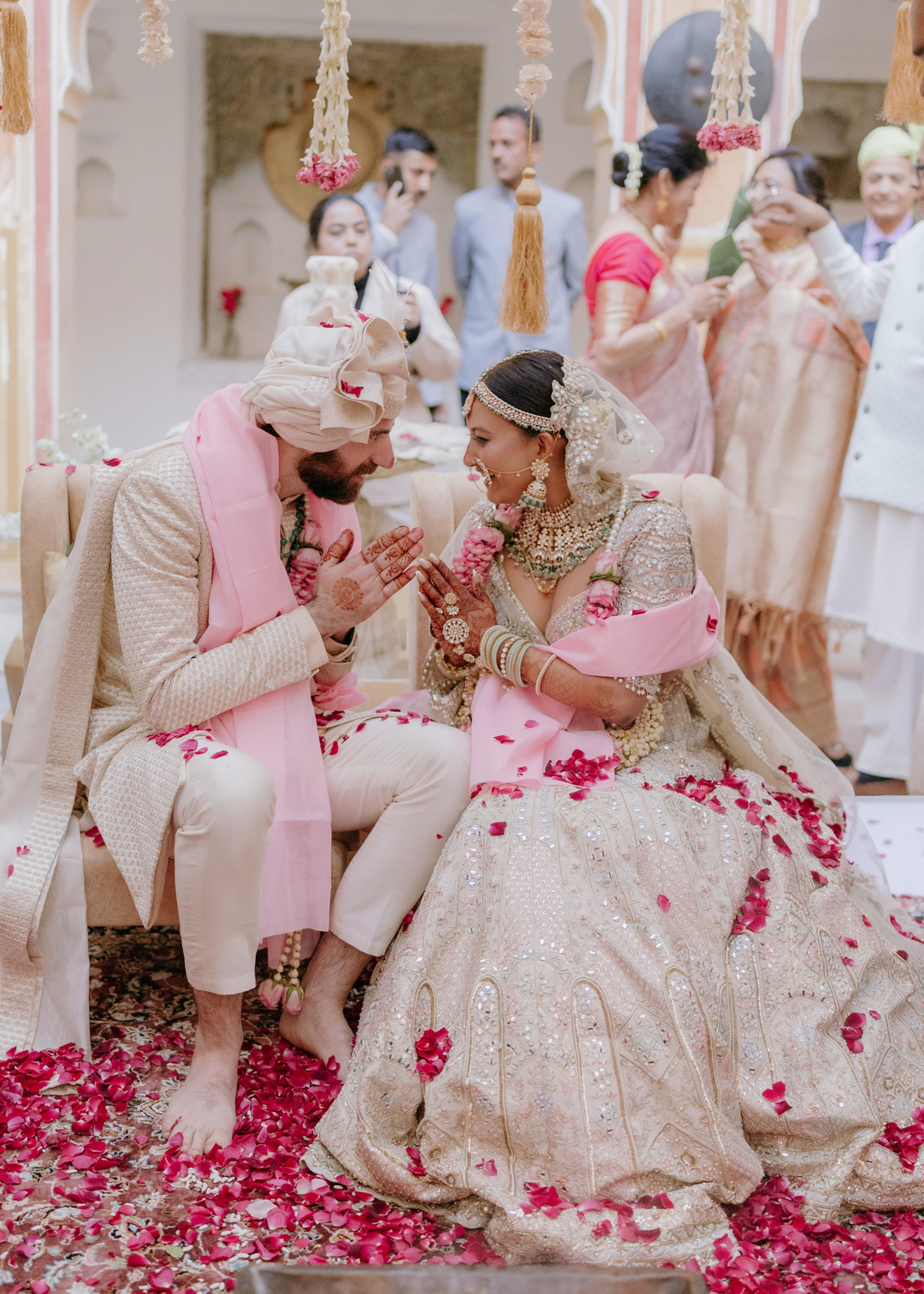 Sharanya  In Our Serenade Ivory Multi Coloured Embroidered Lehenga Set