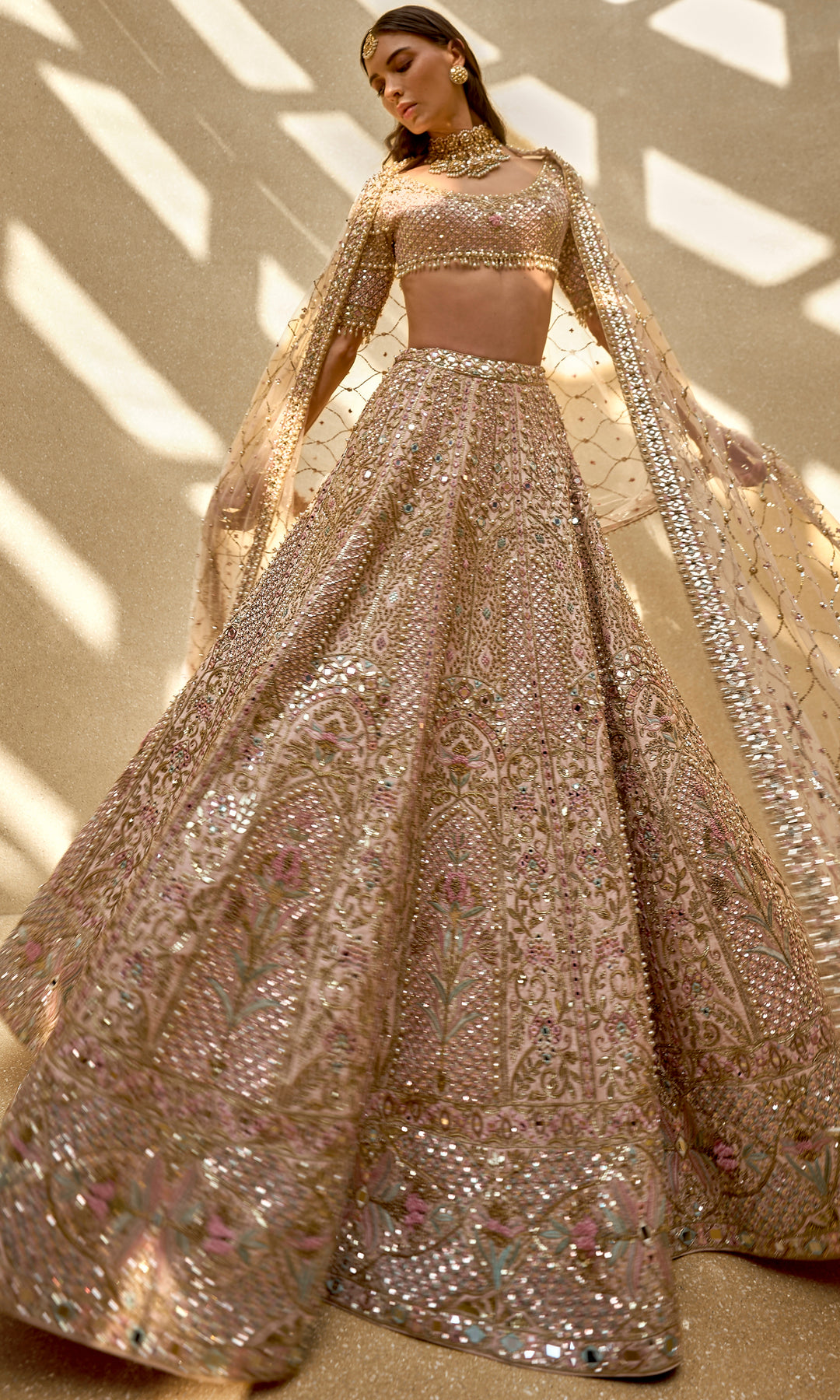 Baby Pink Couture Zardozi Lehenga Set