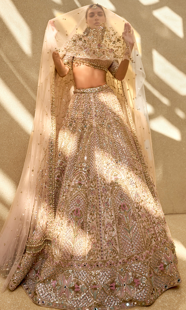 Baby Pink Couture Zardozi Lehenga Set
