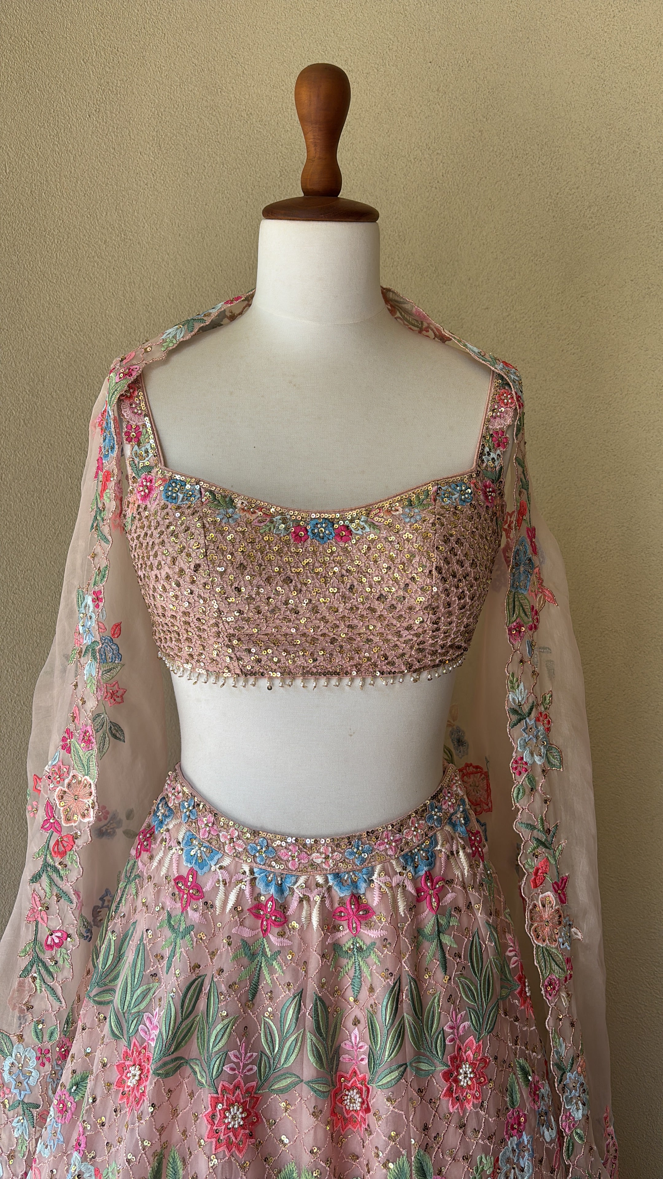 Baby Pink Organza Lehenga Set