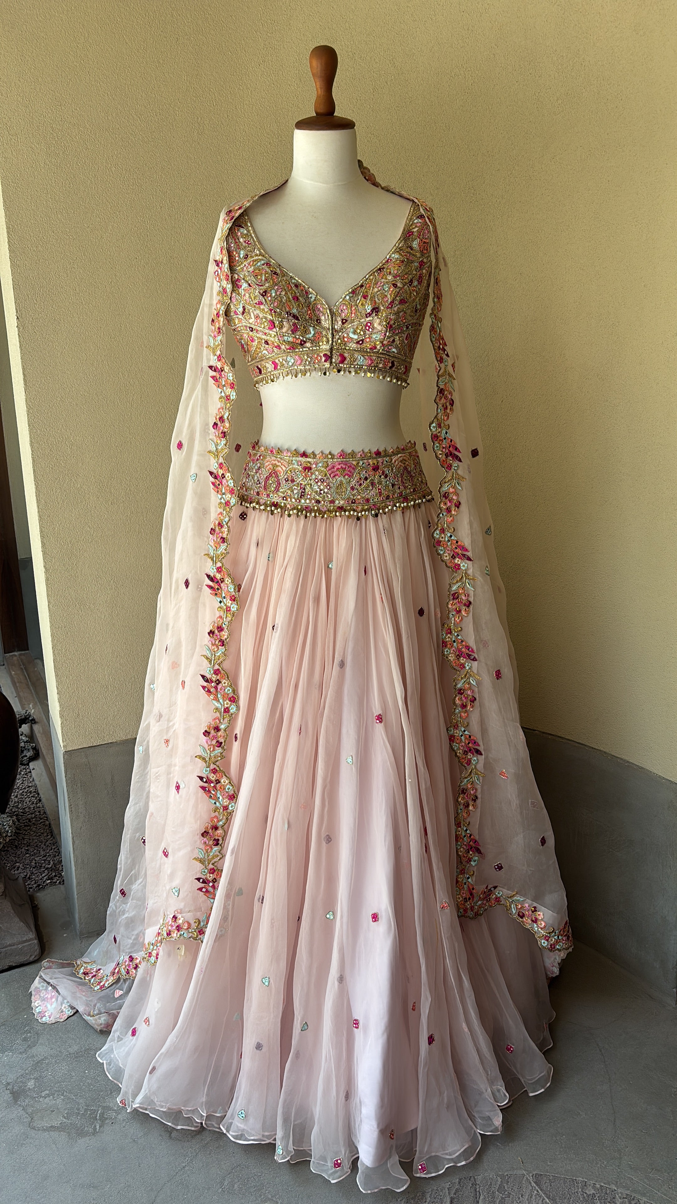 Pink Organza Lehenga