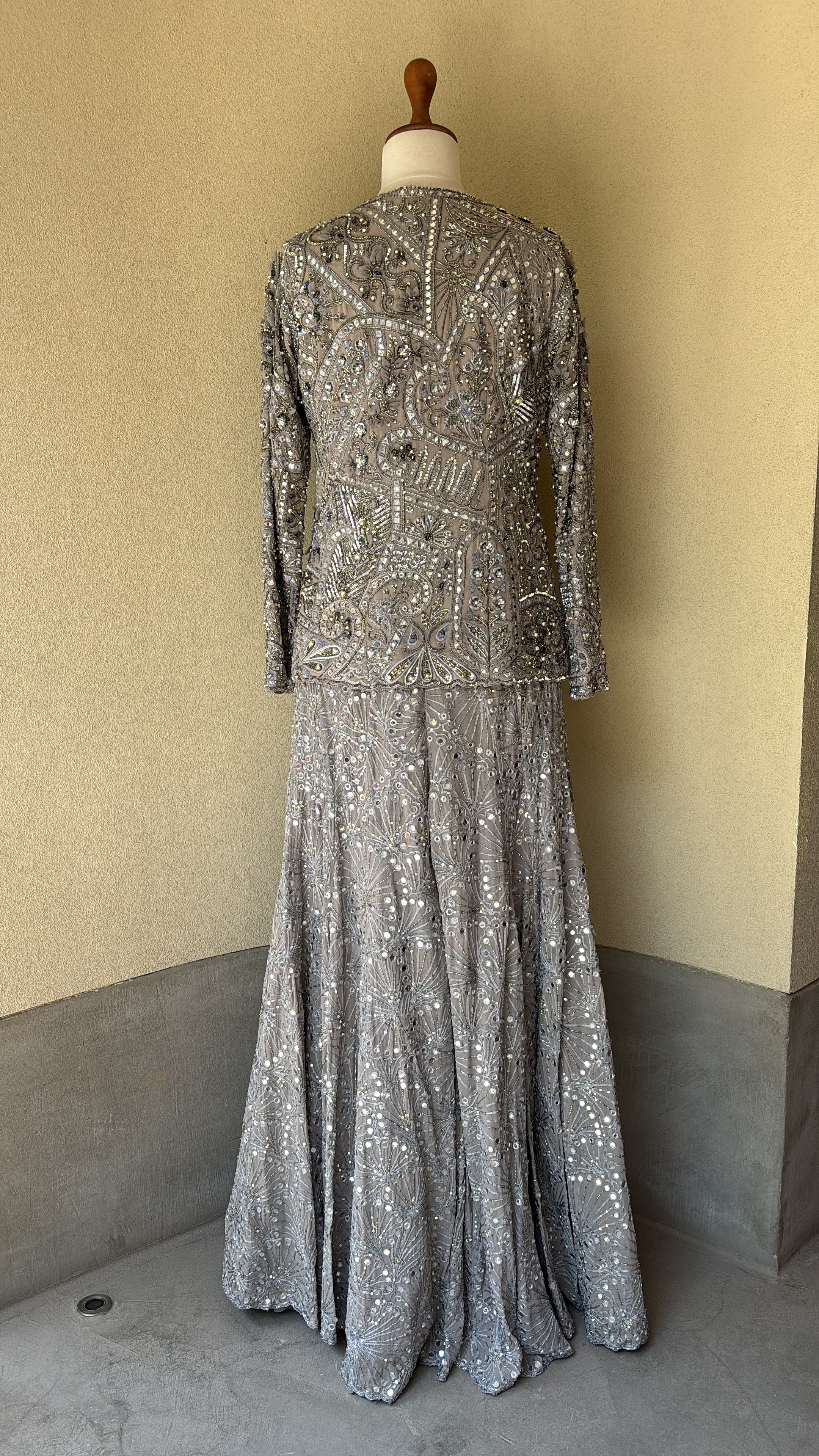 Grey Georgette Jacket and Sharara Set