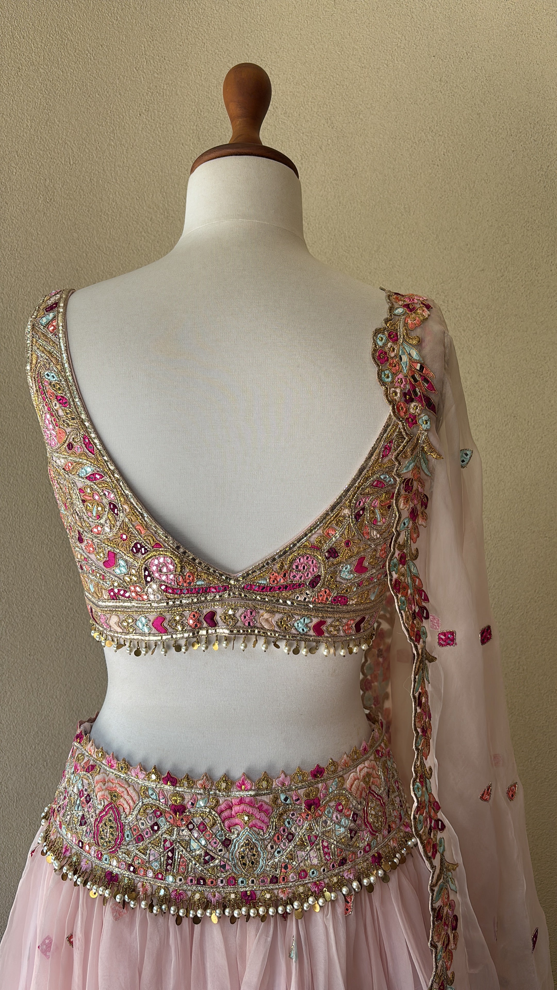 Pink Organza Lehenga