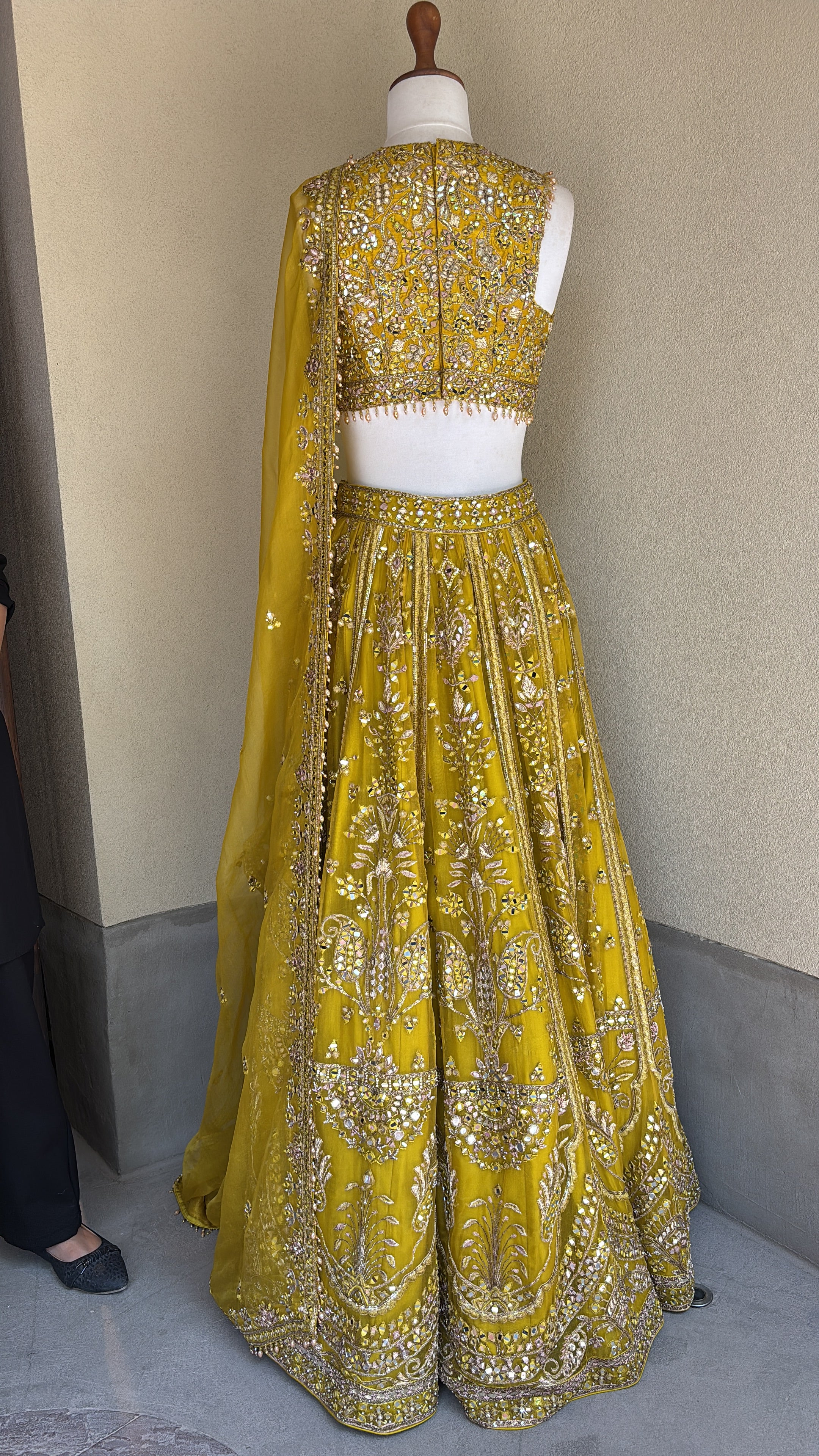 Lime Yellow Organza Lehenga set