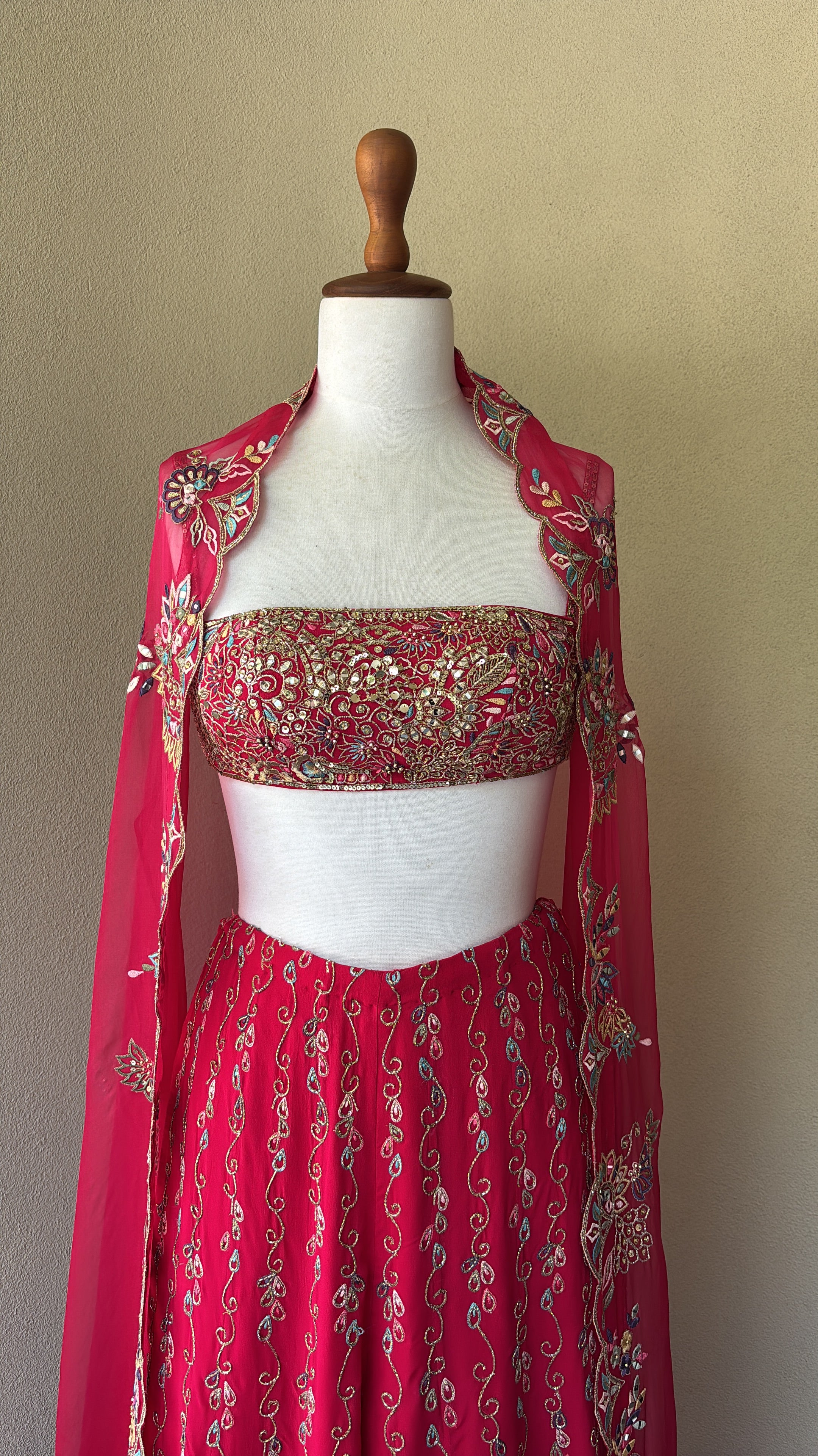 Rani Pink High Waist Sharara with Oragnanza Cape