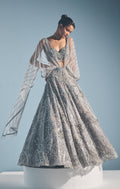 GREY TULLE LEHENGA SET