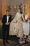 Shivani Majmudar In Our Azra Ivory And Gold Heavily Embroidered Lehenga