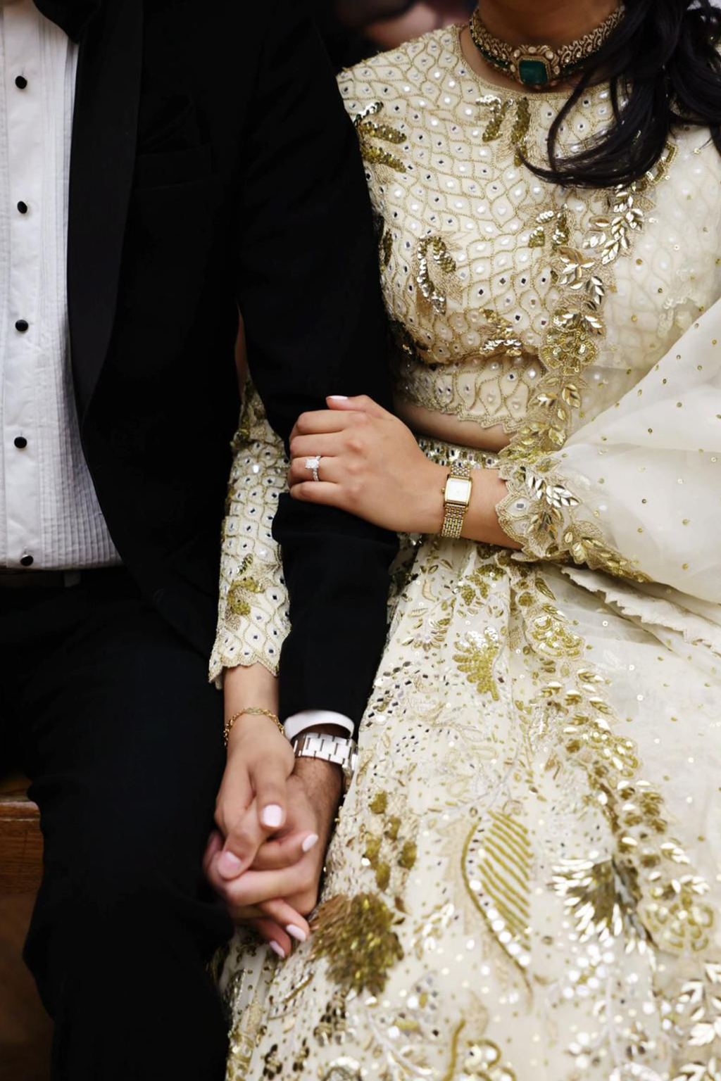 Shivani Majmudar In Our Azra Ivory And Gold Heavily Embroidered Lehenga