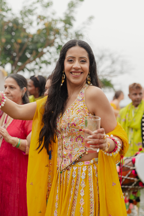 Shivani Trehan In Our Mustard Corset And Skirt Set