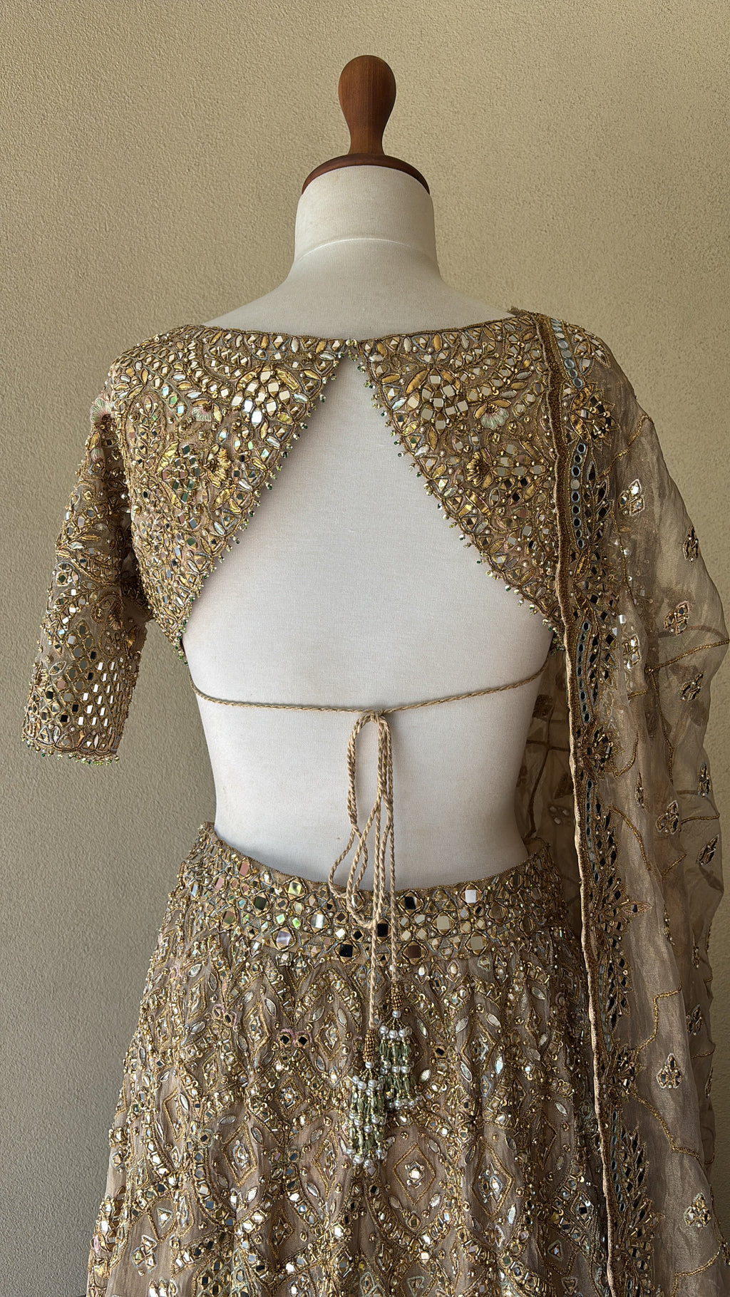 Beige Organza Lehenga Set