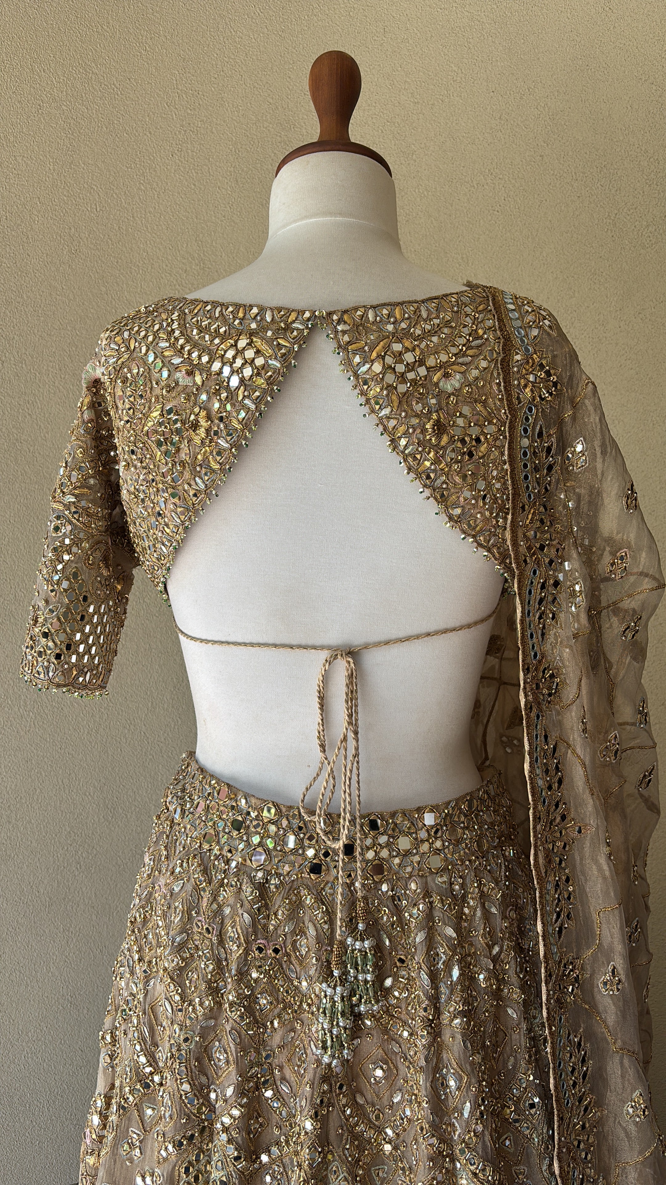 Beige Organza Lehenga Set