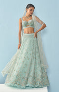 AQUA BLUE TULLE LEHENGA SET