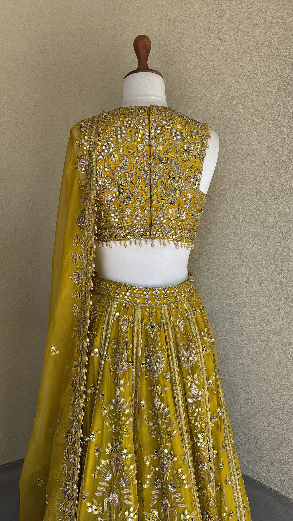 Lime Yellow Organza Lehenga set