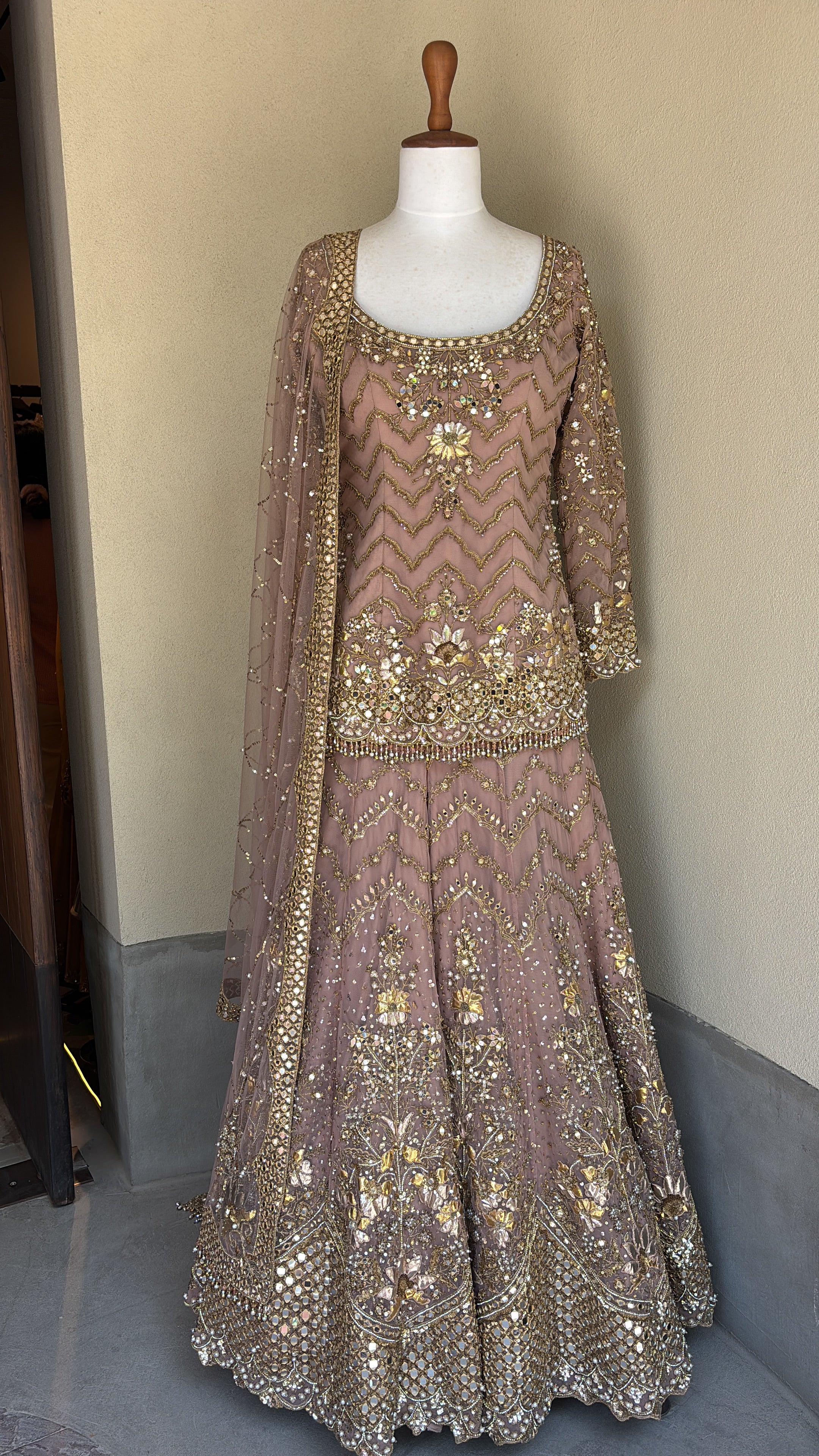 Mauve Pink Embroidered Sharara Set