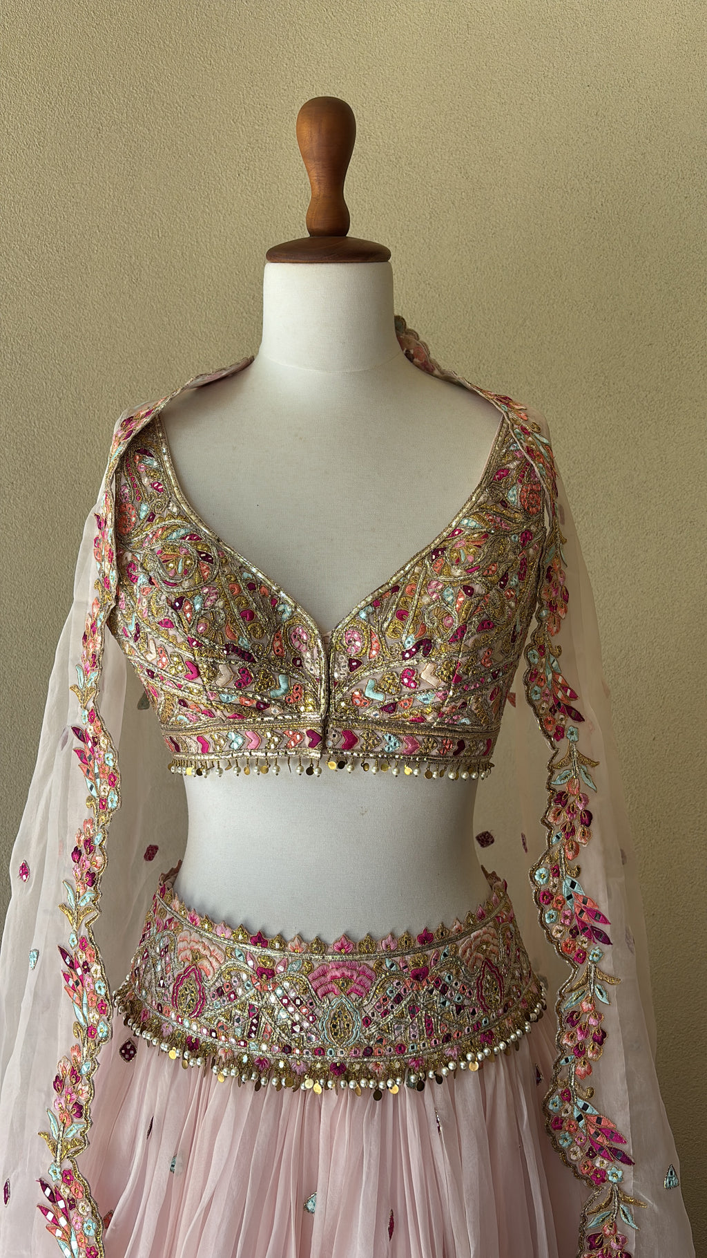 Pink Organza Lehenga