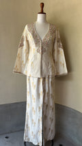 Ivory foil jacket and pant set