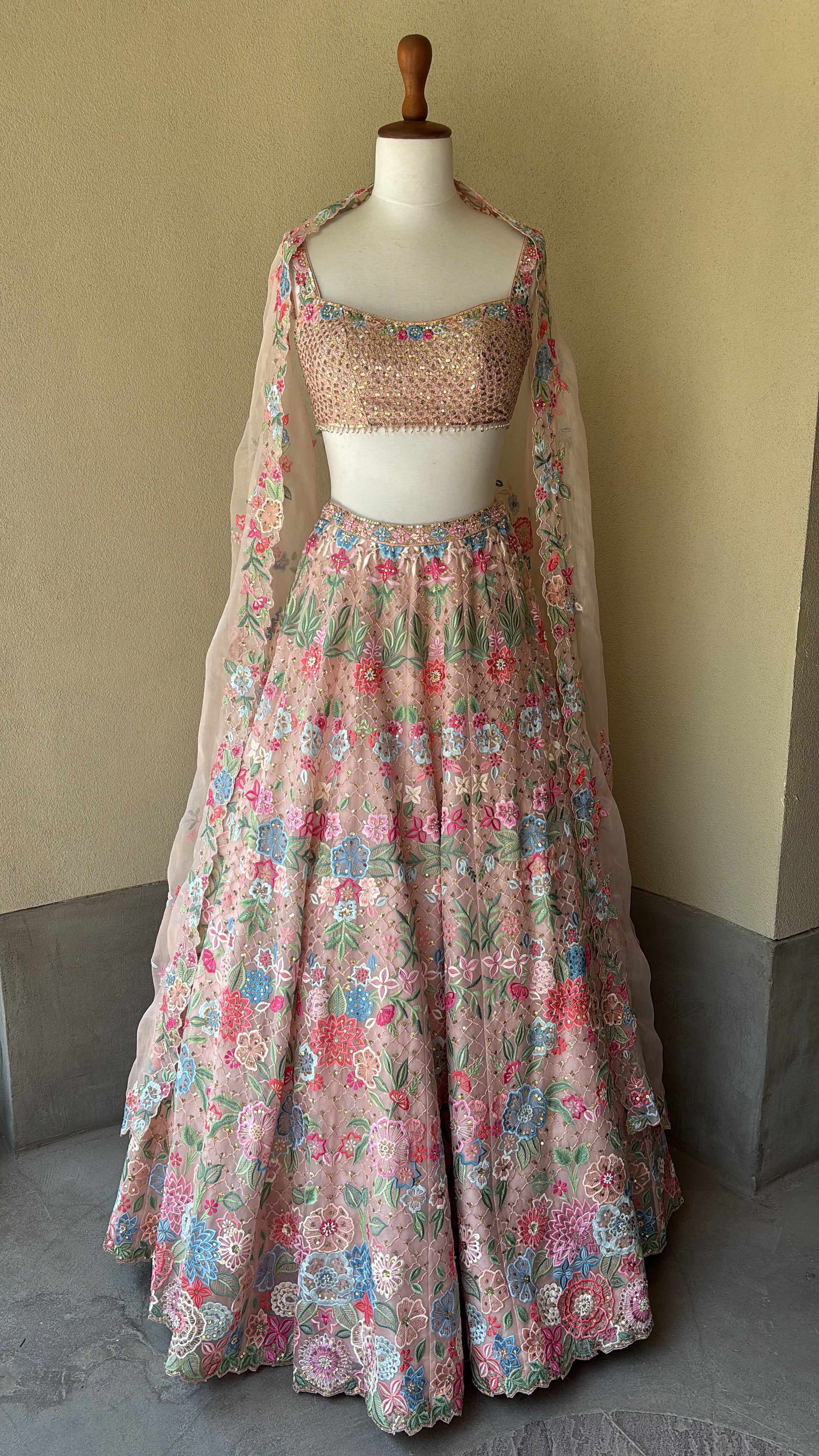 Baby Pink Organza Lehenga Set