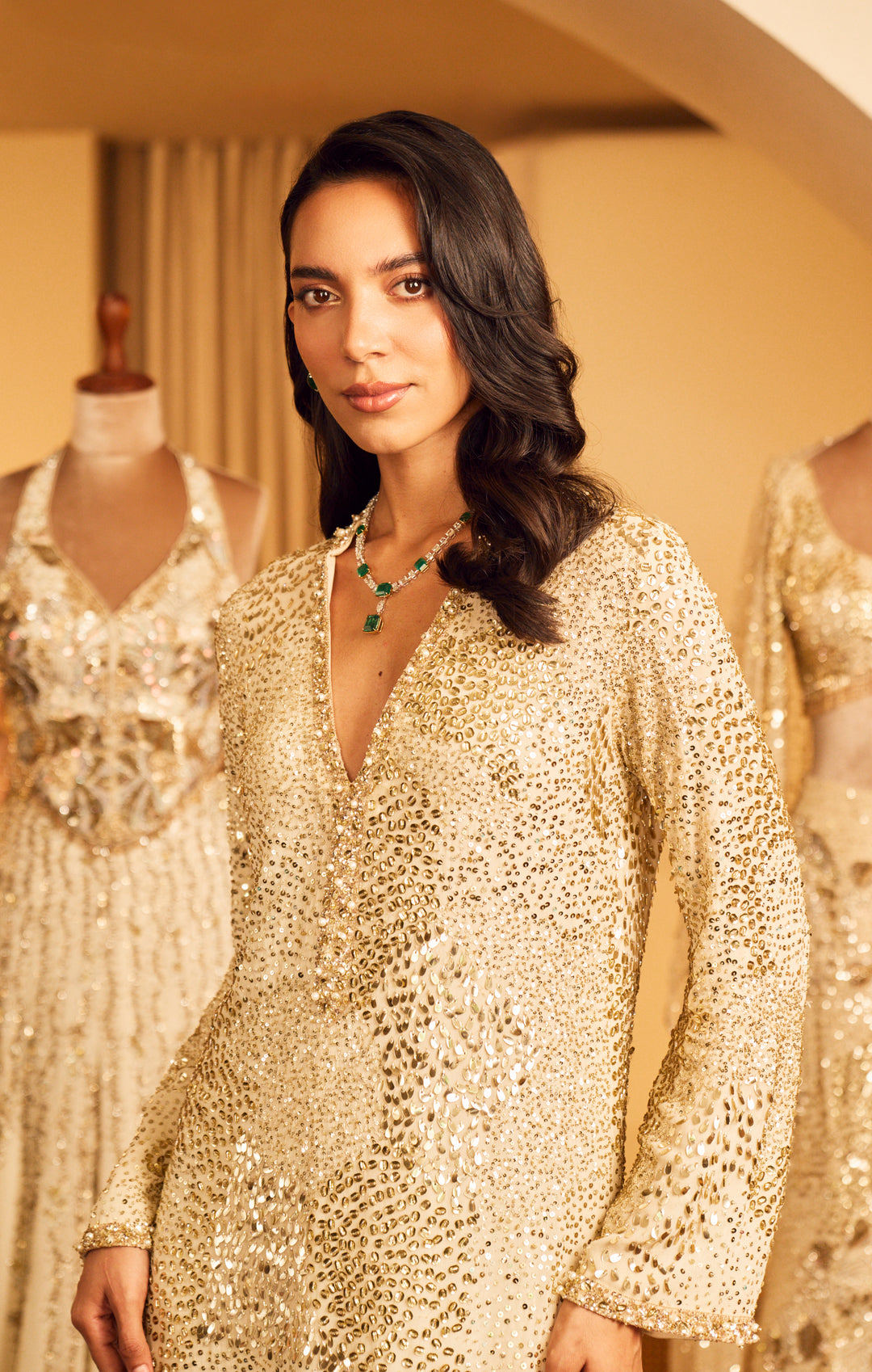 Ivory Crepe Sparkle Kaftan