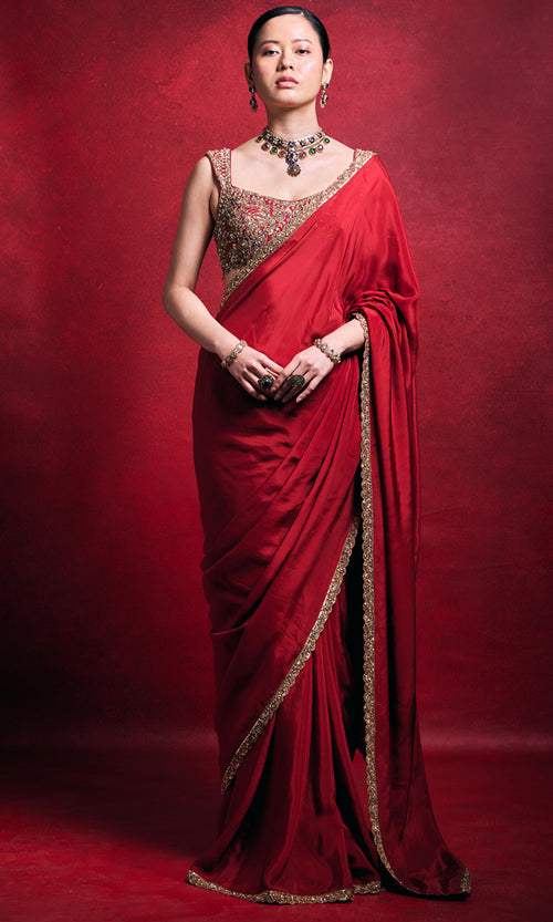 Red Saree Set