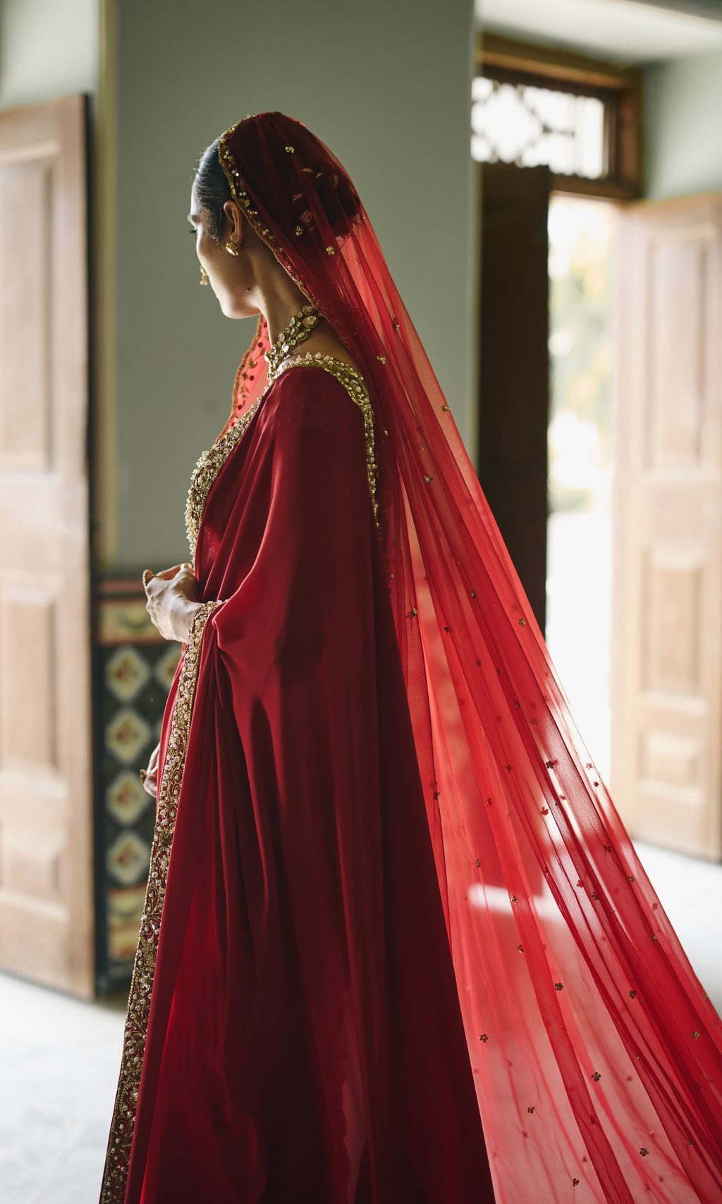 Arzoo Red Saree (With Veil)