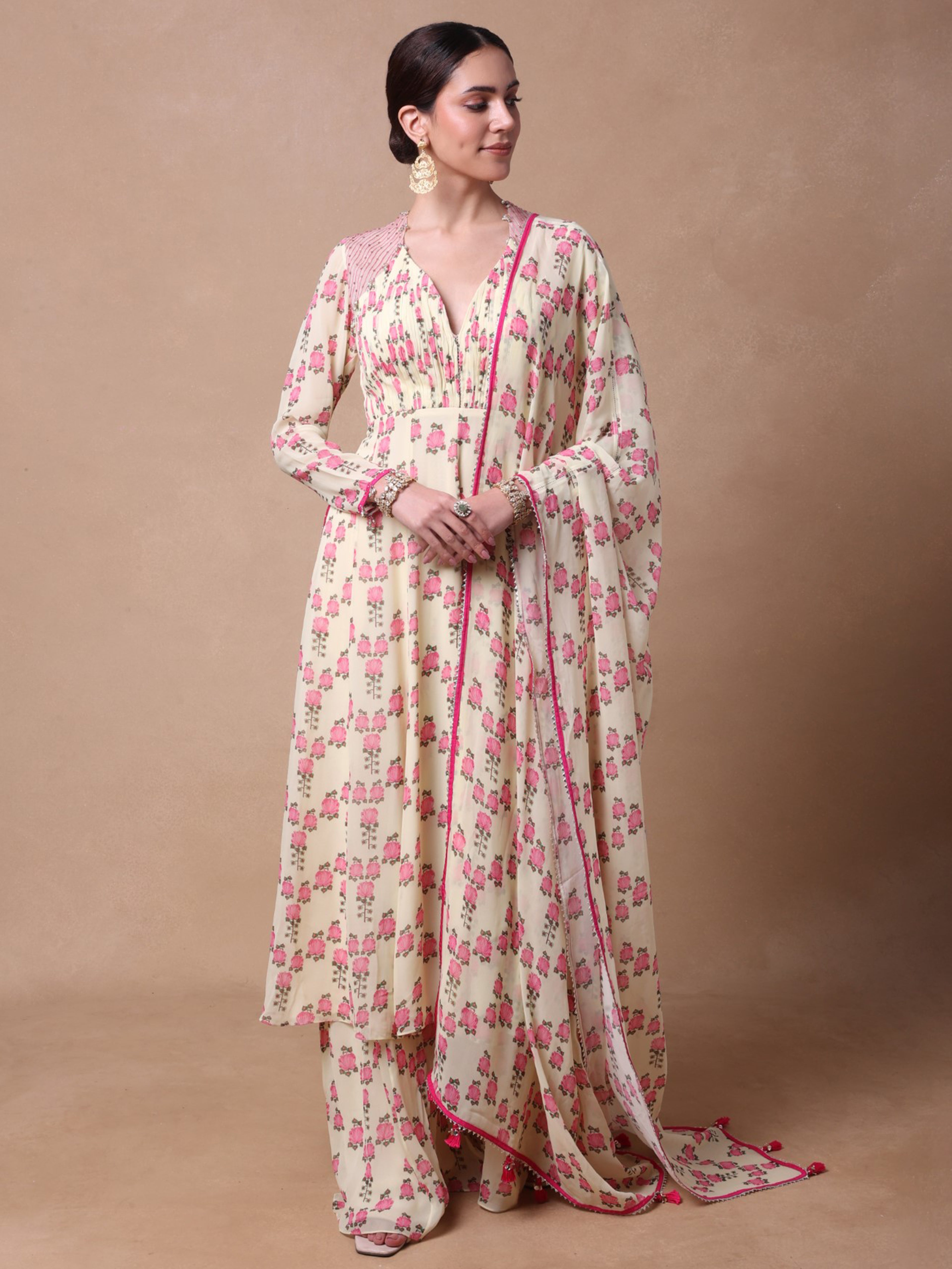 Ivory Flora Bliss Anarkali Set
