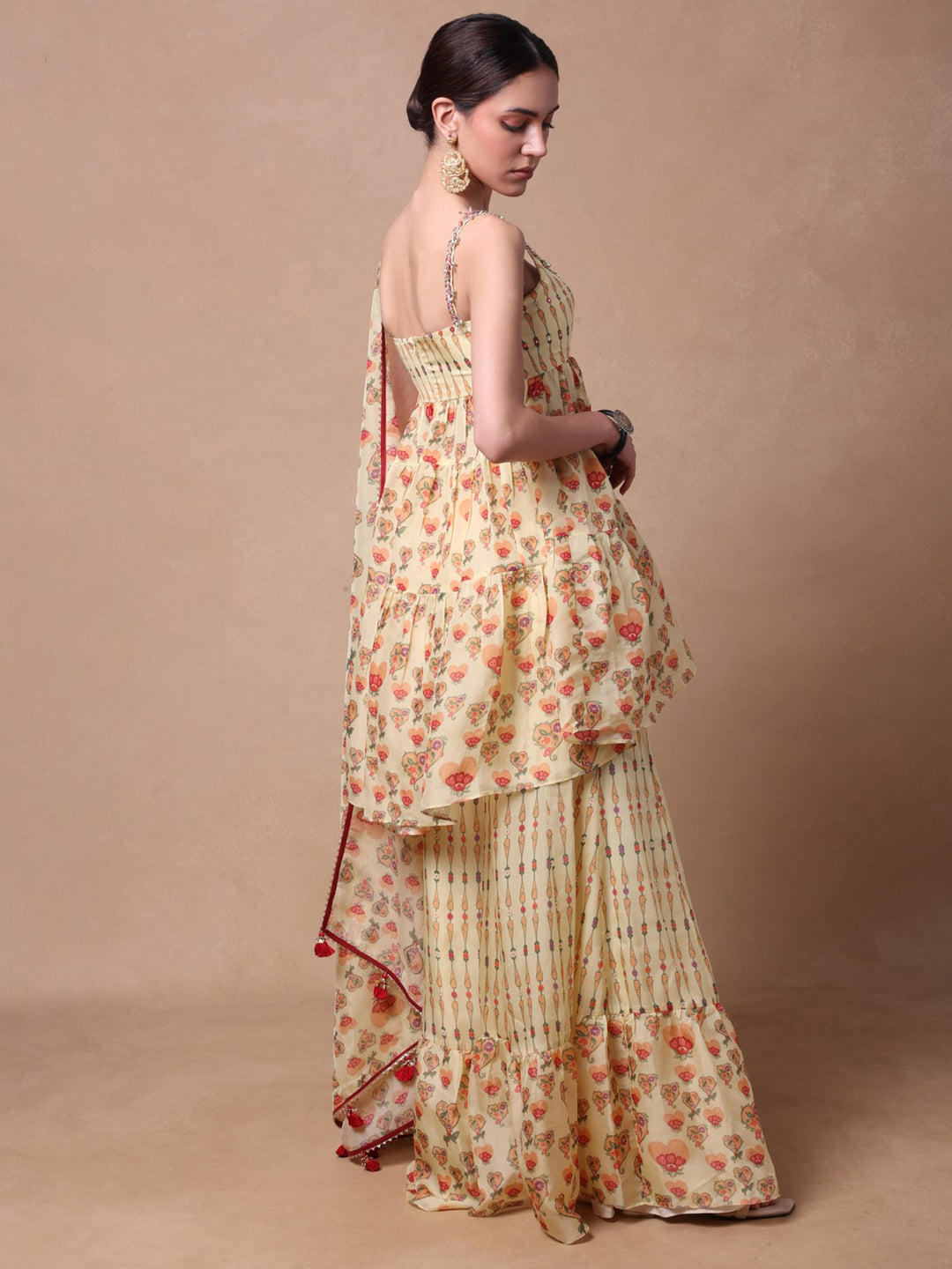 Ivory Blooming Hearts Gharara