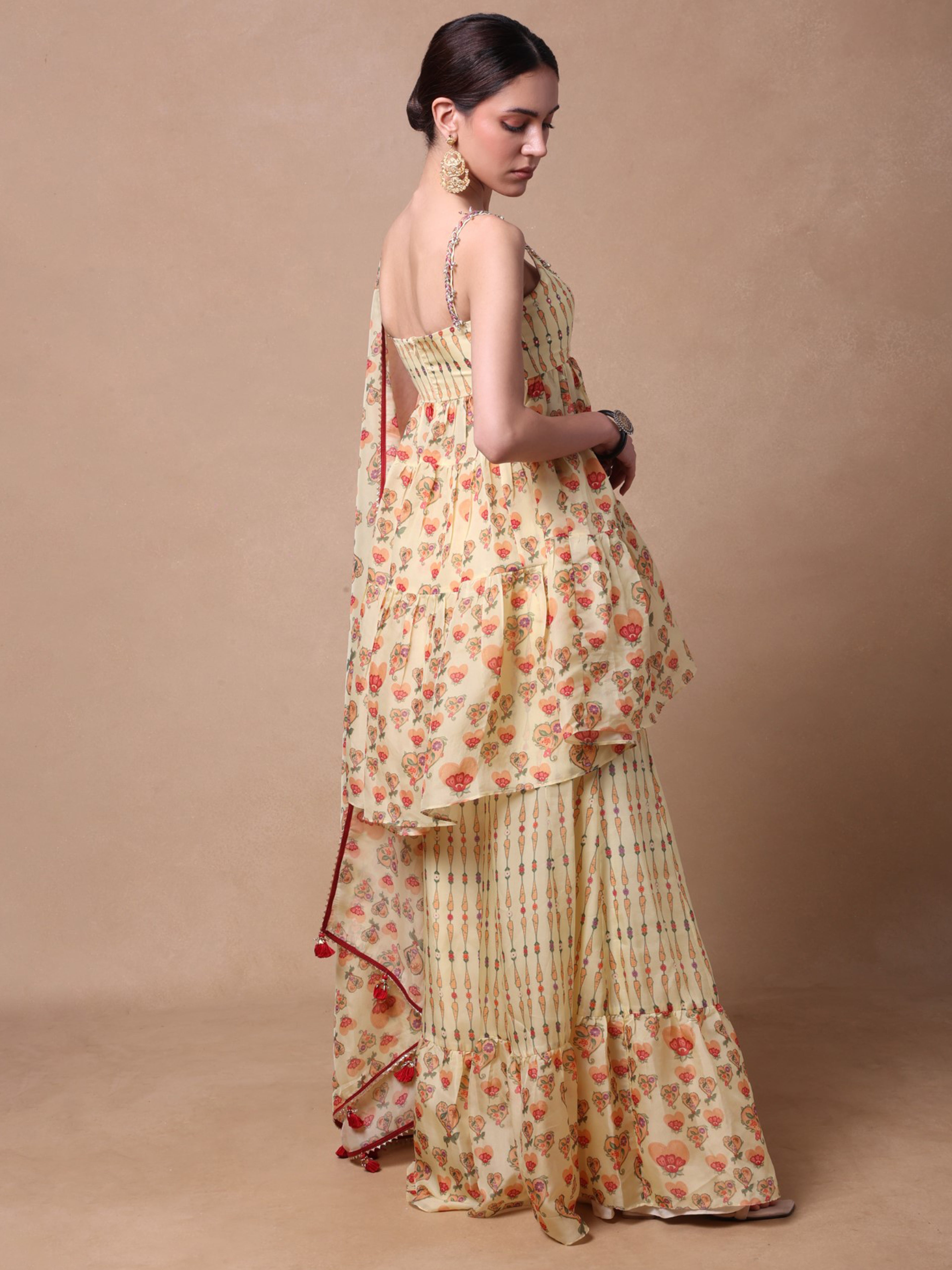 Ivory Blooming Hearts Gharara