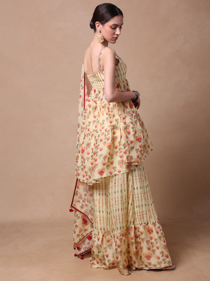 Ivory Blooming Hearts Gharara