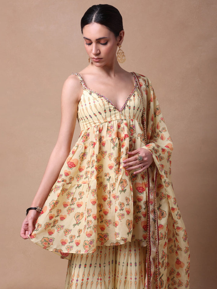 Ivory Blooming Hearts Gharara