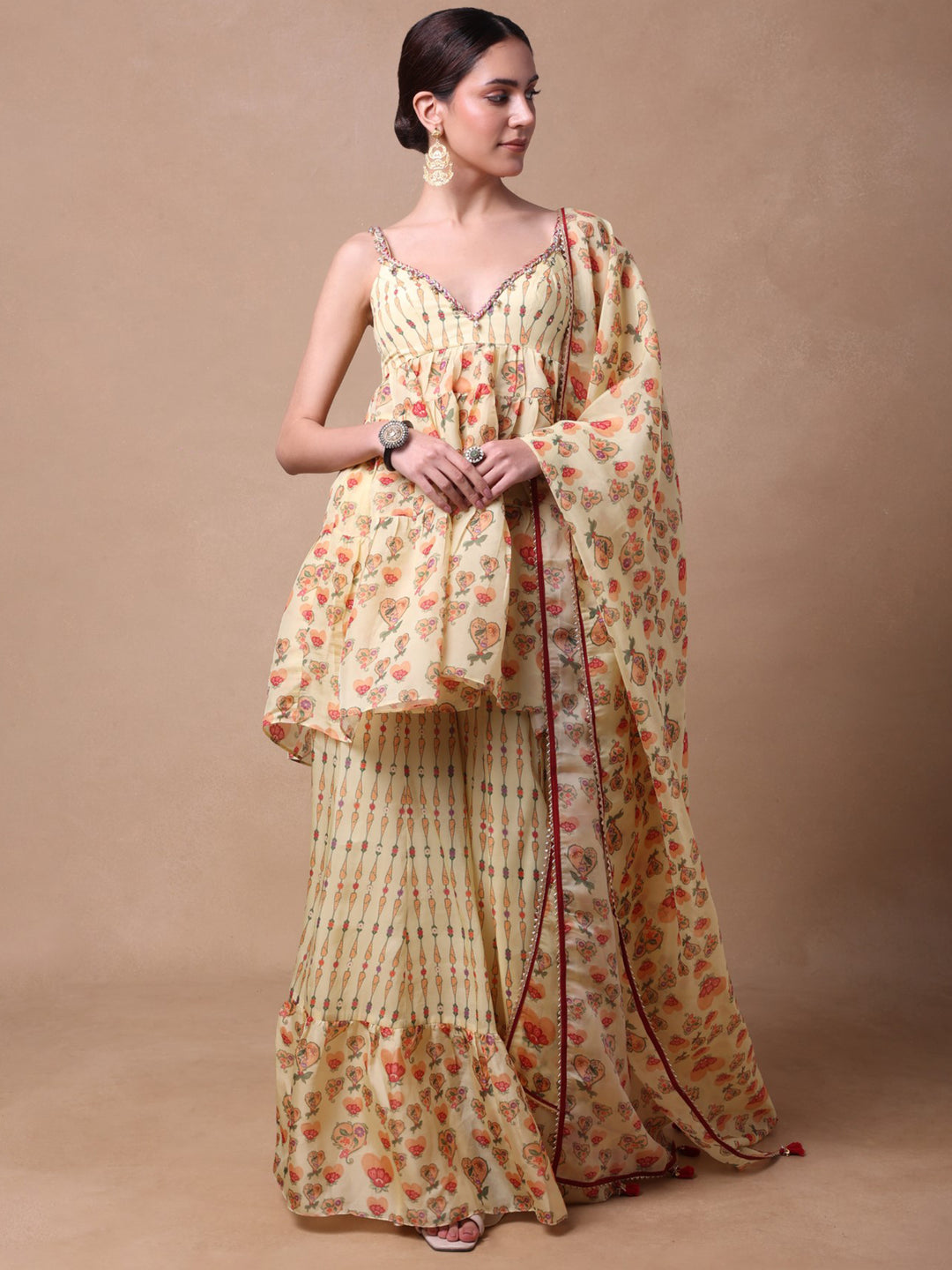Ivory Blooming Hearts Gharara
