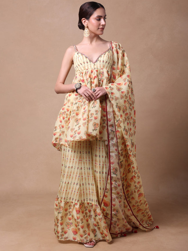 Ivory Blooming Hearts Gharara