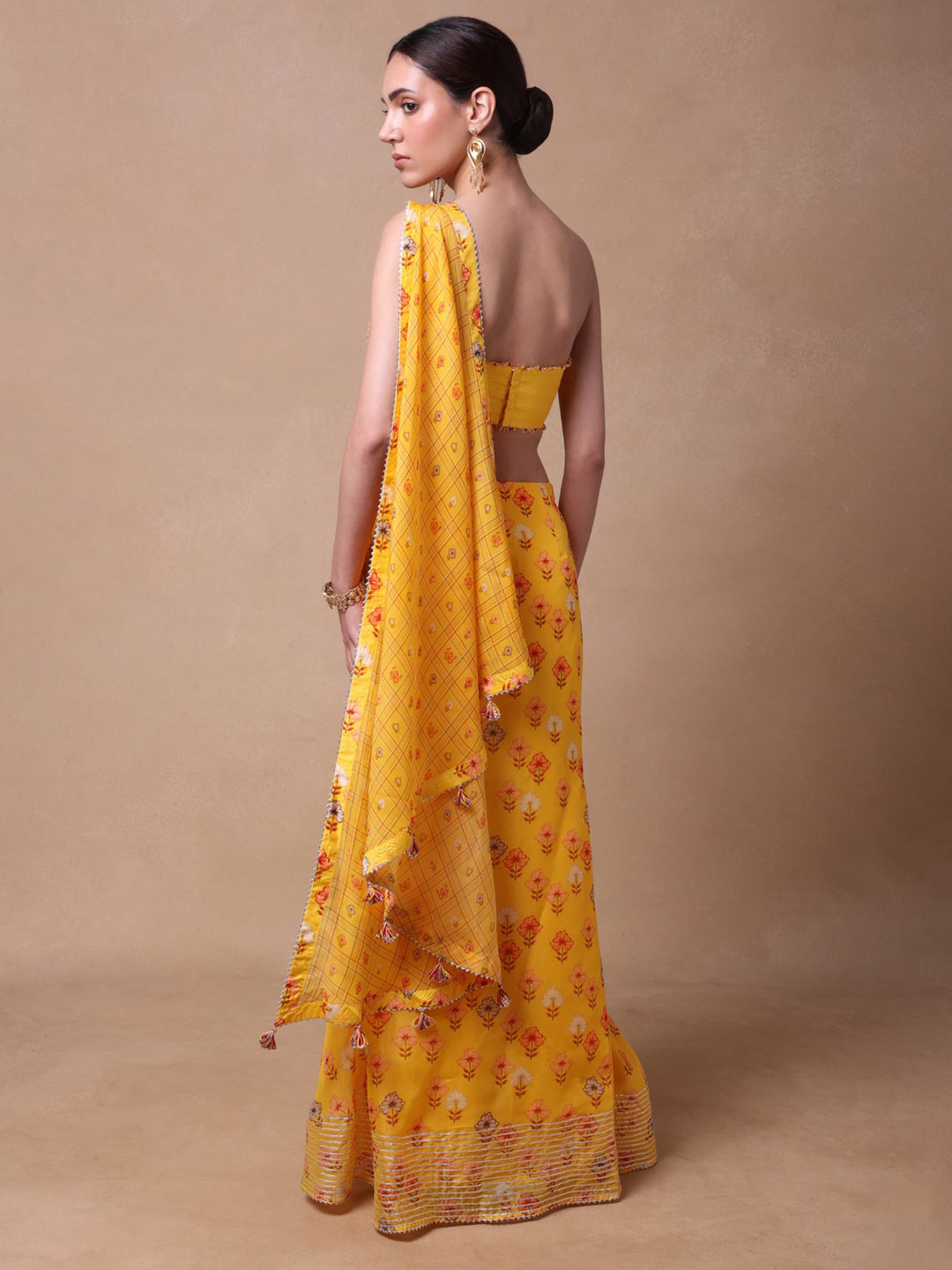 Yellow Petal Drape Saree