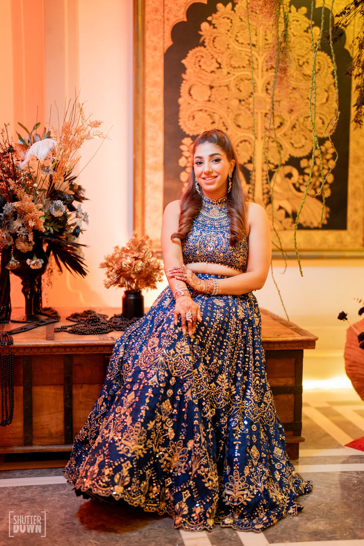 CHANDNI IN OUR SUFIYANA ROYAL BLUE LEHENGA FOR HER SANGEET