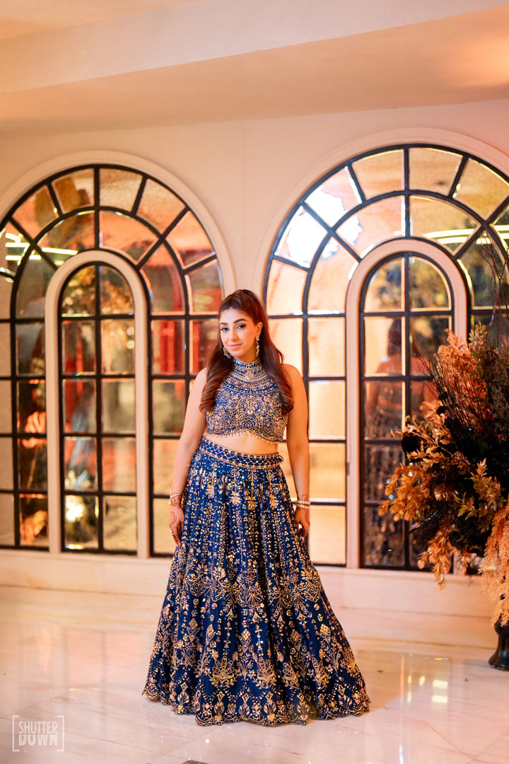 CHANDNI IN OUR SUFIYANA ROYAL BLUE LEHENGA FOR HER SANGEET