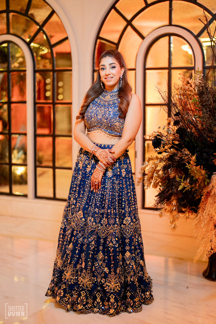 CHANDNI IN OUR SUFIYANA ROYAL BLUE LEHENGA FOR HER SANGEET