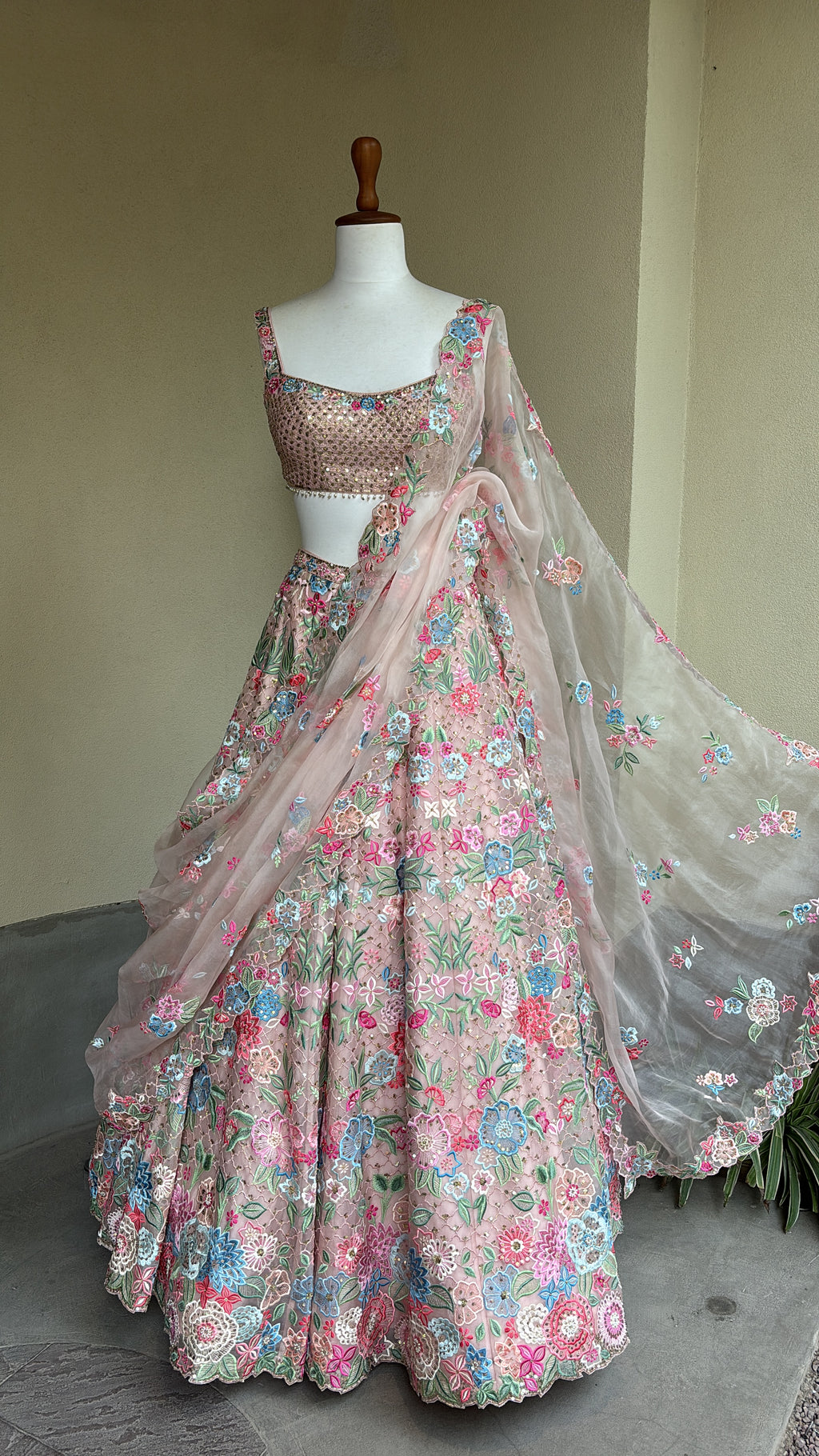 Baby Pink Organza Lehenga Set