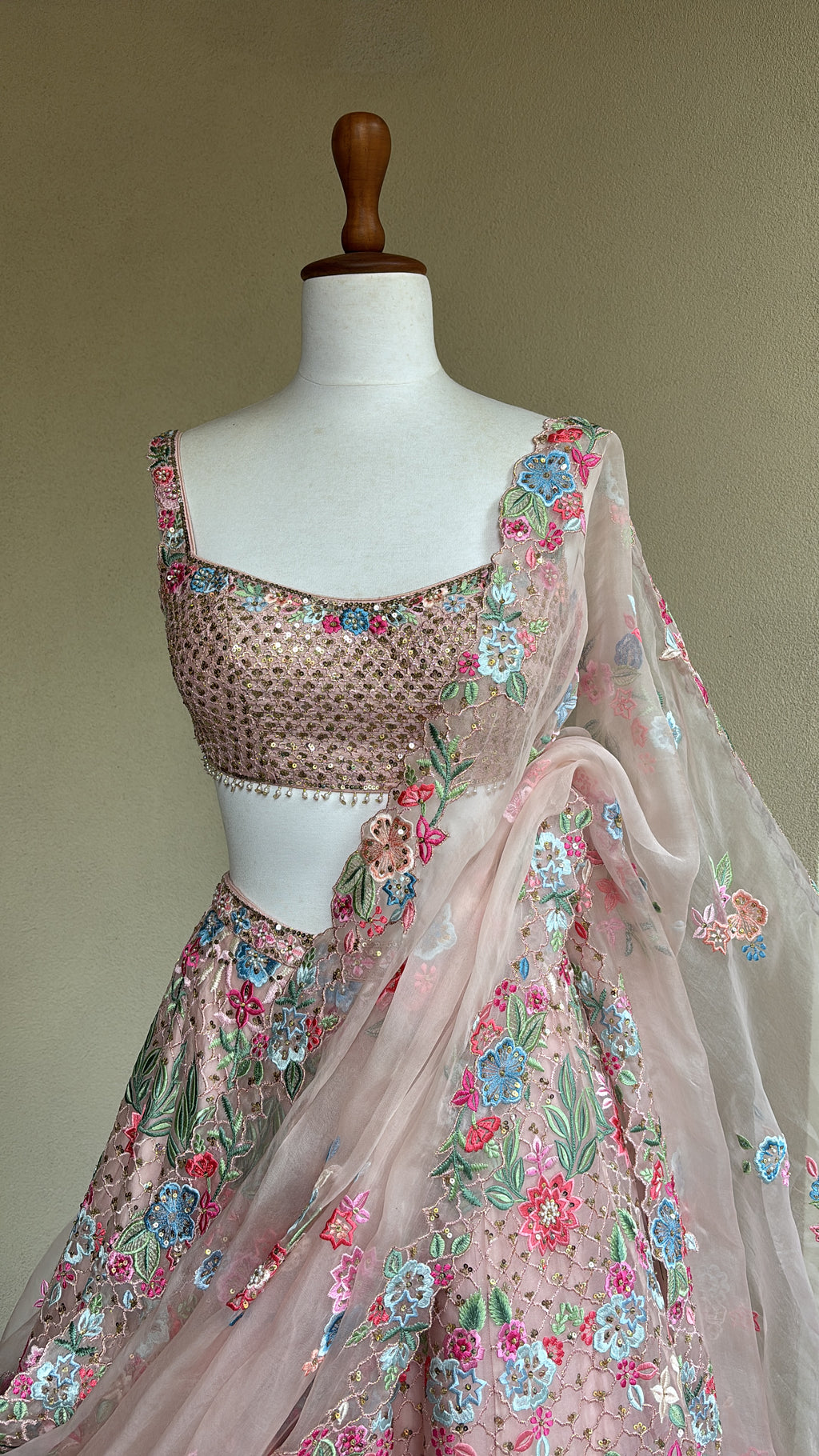 Baby Pink Organza Lehenga Set