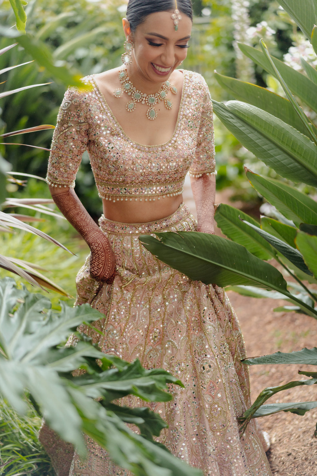 Roshni Badlani In Our Serenade Rose Pink Mirror Lehenga
