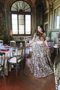 AVLEEN KAUR IN OUR CAPSULE NAVY BLUE TULLE EMBROIDERED LEHENGA SET
