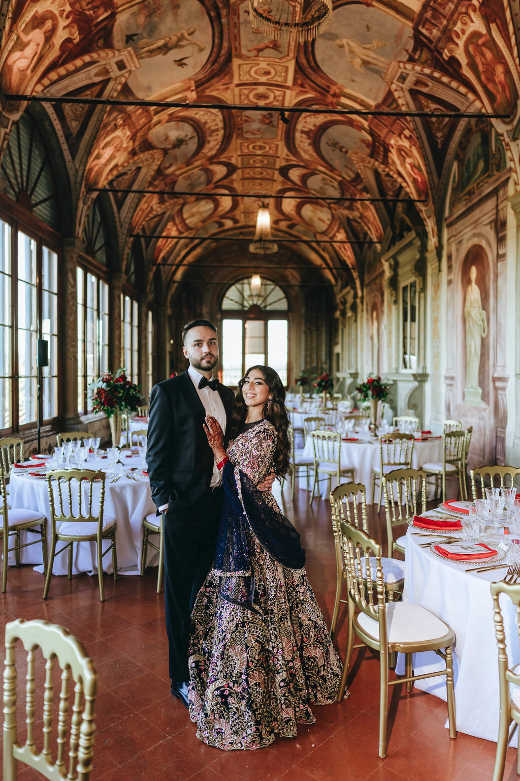 AVLEEN KAUR IN OUR CAPSULE NAVY BLUE TULLE EMBROIDERED LEHENGA SET