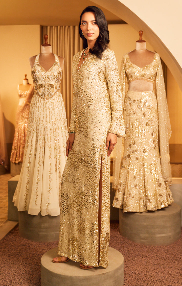 Ivory Crepe Sparkle Kaftan