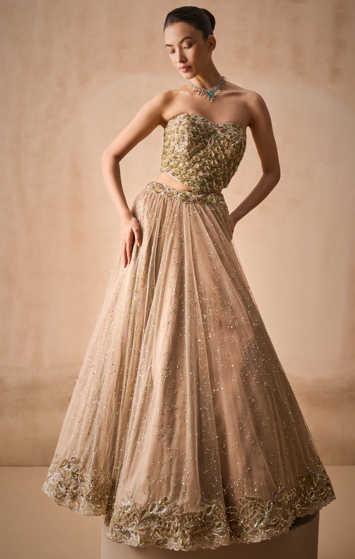 Biscuit Brown Lehenga &amp; Corset