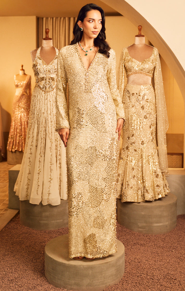 Ivory Crepe Sparkle Kaftan