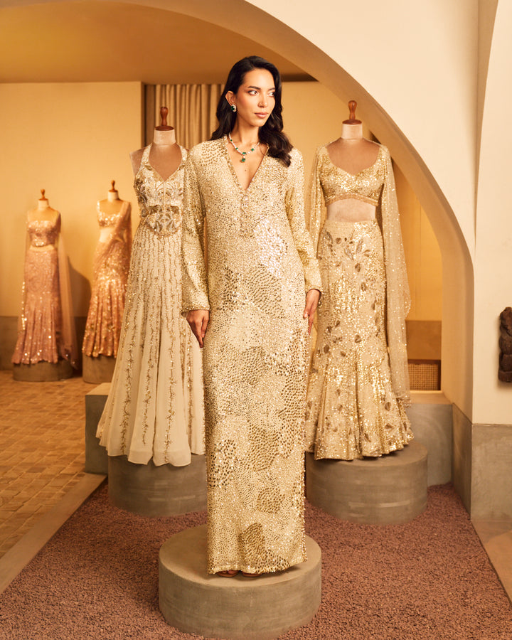 IVORY GEORGETTE SPARKLE KAFTAN