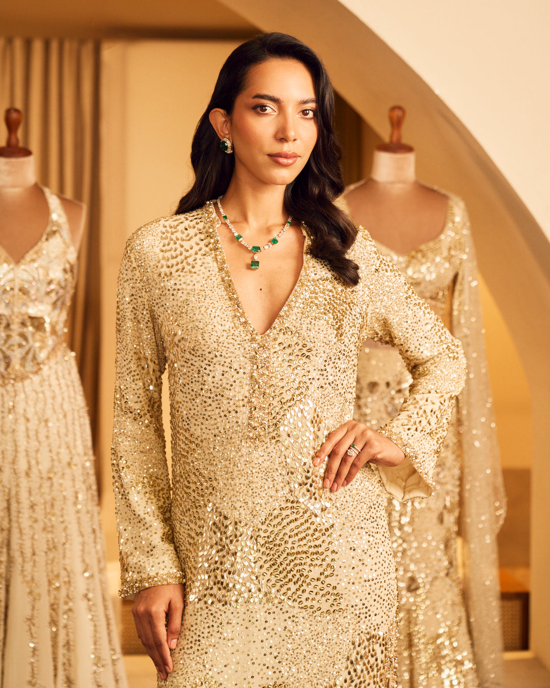 IVORY GEORGETTE SPARKLE KAFTAN